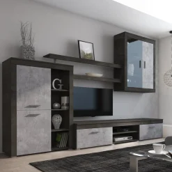 Parete Attrezzata Nero Antracite Grigio 11 Ripiani Modulabile, 18 Vani - Casies