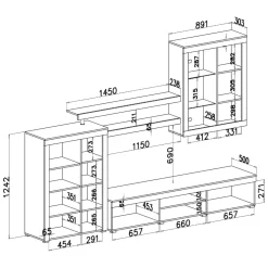 Parete Attrezzata Nero Antracite Grigio 11 Ripiani Modulabile, 18 Vani - Casies