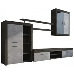 Parete Attrezzata Nero Antracite Grigio 11 Ripiani Modulabile, 18 Vani - Casies