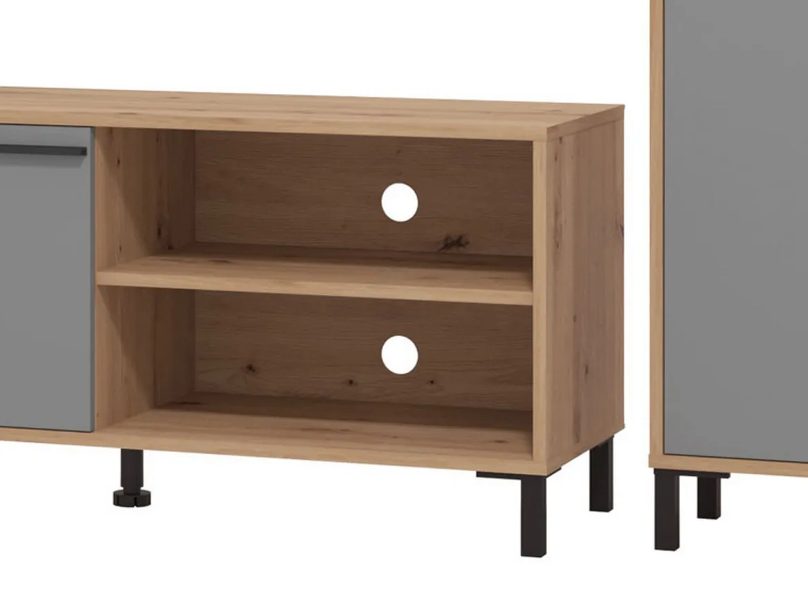 Parete Attrezzata Nero Antracite Marrone Rovere Nodi Modulabile 12 Ripiani 279x38x192.5h cm, 17 Vani - Civitate