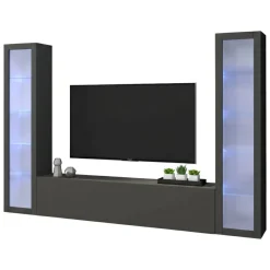Parete attrezzata 9 ripiani 260cm antracite - Leda