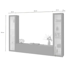 Parete attrezzata 9 ripiani 260cm antracite - Leda