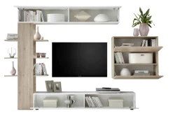 Parete attrezzata smart 295cm bianca lucida e rovere - Aragosta