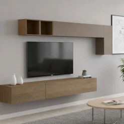 Parete salotto 5 ante 276cm bronzo e noce - Barumini