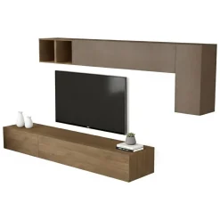 Parete salotto 5 ante 276cm bronzo e noce - Barumini