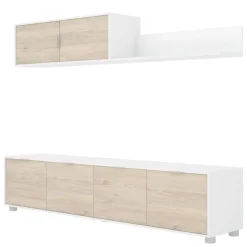 Parete salotto classica 200cm bianca e rovere - Winnie