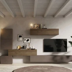 Parete salotto classica 340cm bronzo e noce - Lingling