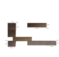 Parete salotto classica 340cm bronzo e noce - Lingling