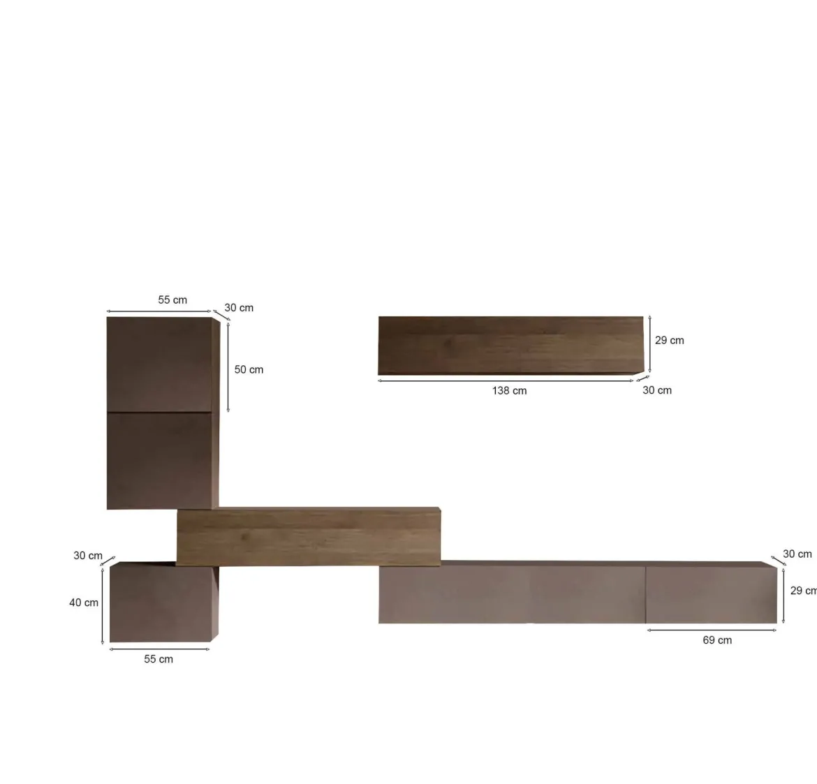 Parete salotto classica 340cm bronzo e noce - Lingling