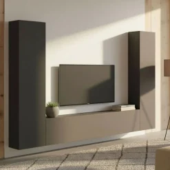 Parete salotto in legno 260cm antracite - Natasha
