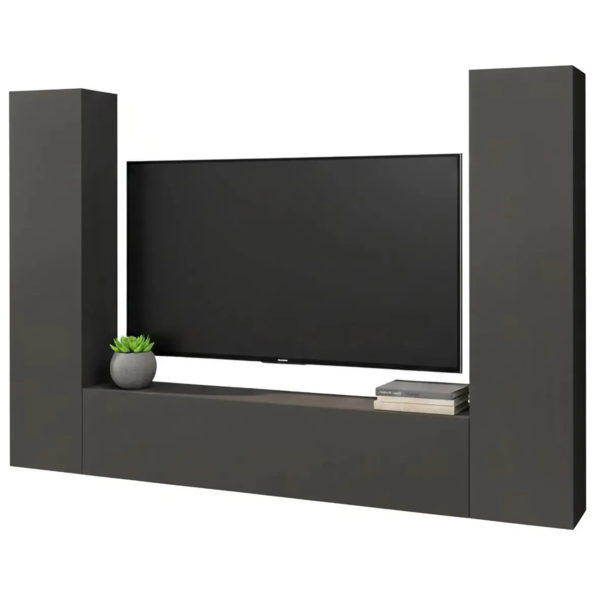 Parete salotto in legno 260cm antracite - Natasha