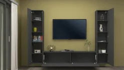 Parete salotto in legno 260cm antracite - Natasha