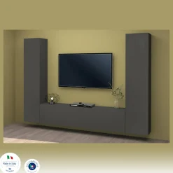 Parete salotto in legno 260cm antracite - Natasha