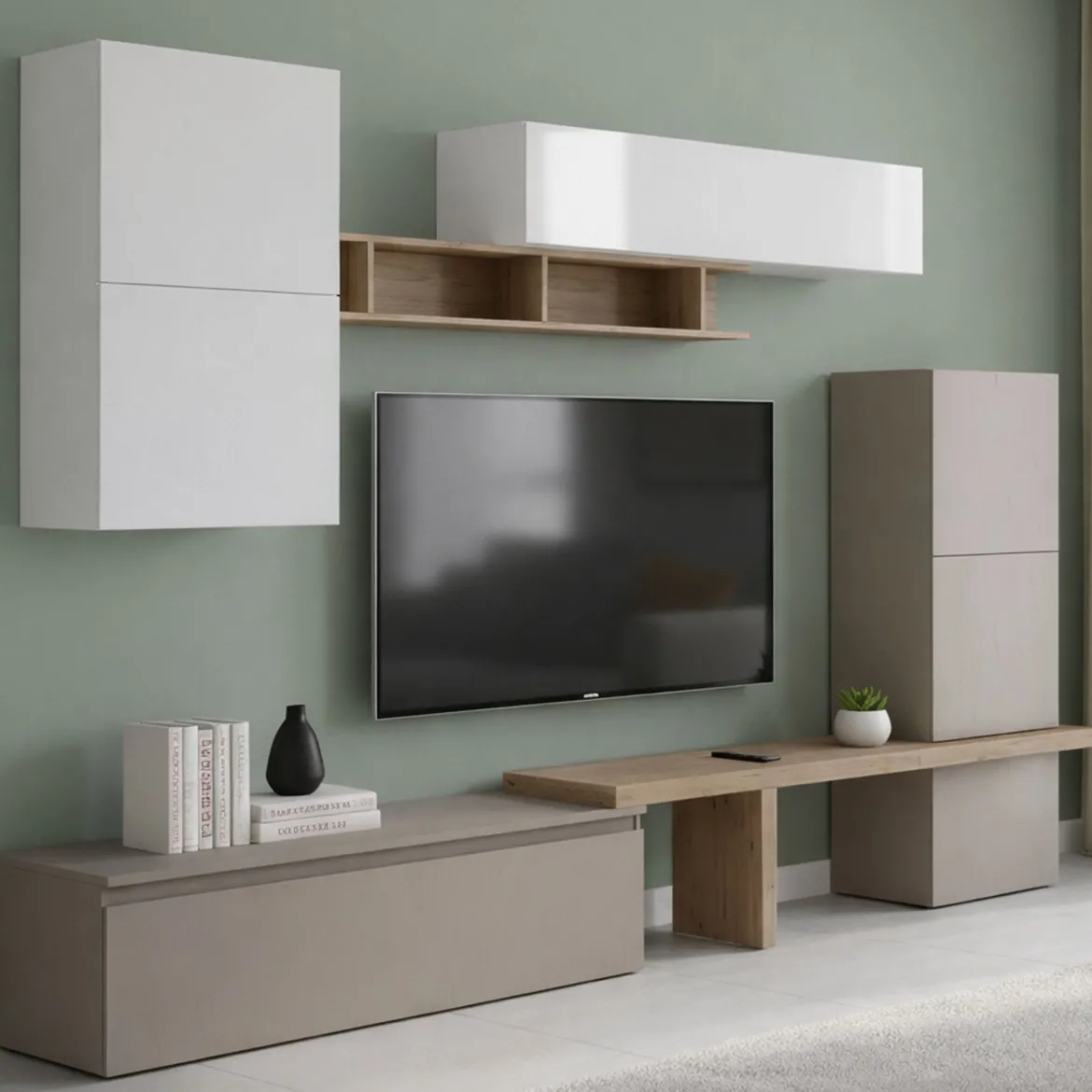 Parete salotto in legno e metallo 290cm bronzo e noce - Nana