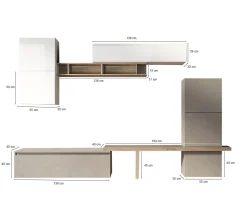 Parete salotto in legno e metallo 290cm bronzo e noce - Nana