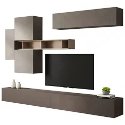 Parete salotto moderna 276cm bronzo e grigia - Nate