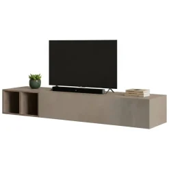 Parete salotto multifunzione 194cm noce e grigia - Koguma