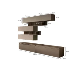 Parete salotto 8 ripiani 276cm bronzo e grigia - Hilaire