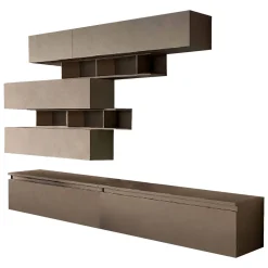 Parete salotto 8 ripiani 276cm bronzo e grigia - Hilaire