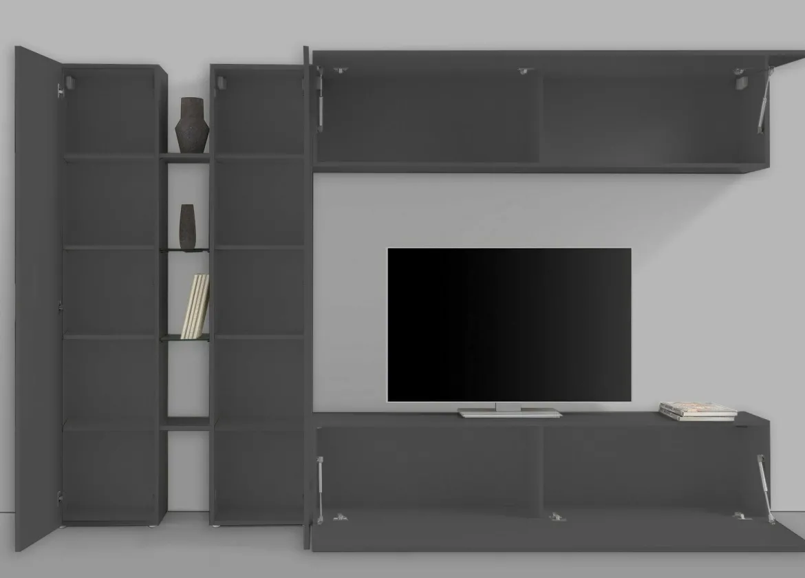 Parete salotto smart 280cm antracite - Enstatite
