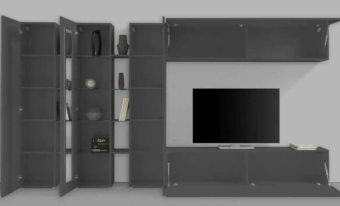 Parete salotto smart 320cm antracite - Bellino