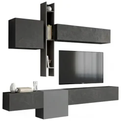 Parete salotto smart 262cm ardesia e grigia scuro - Douglas