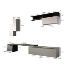 Parete salotto smart 290cm ardesia e grigia - Chris