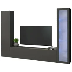 Parete soggiorno in legno 260cm antracite - Felicina