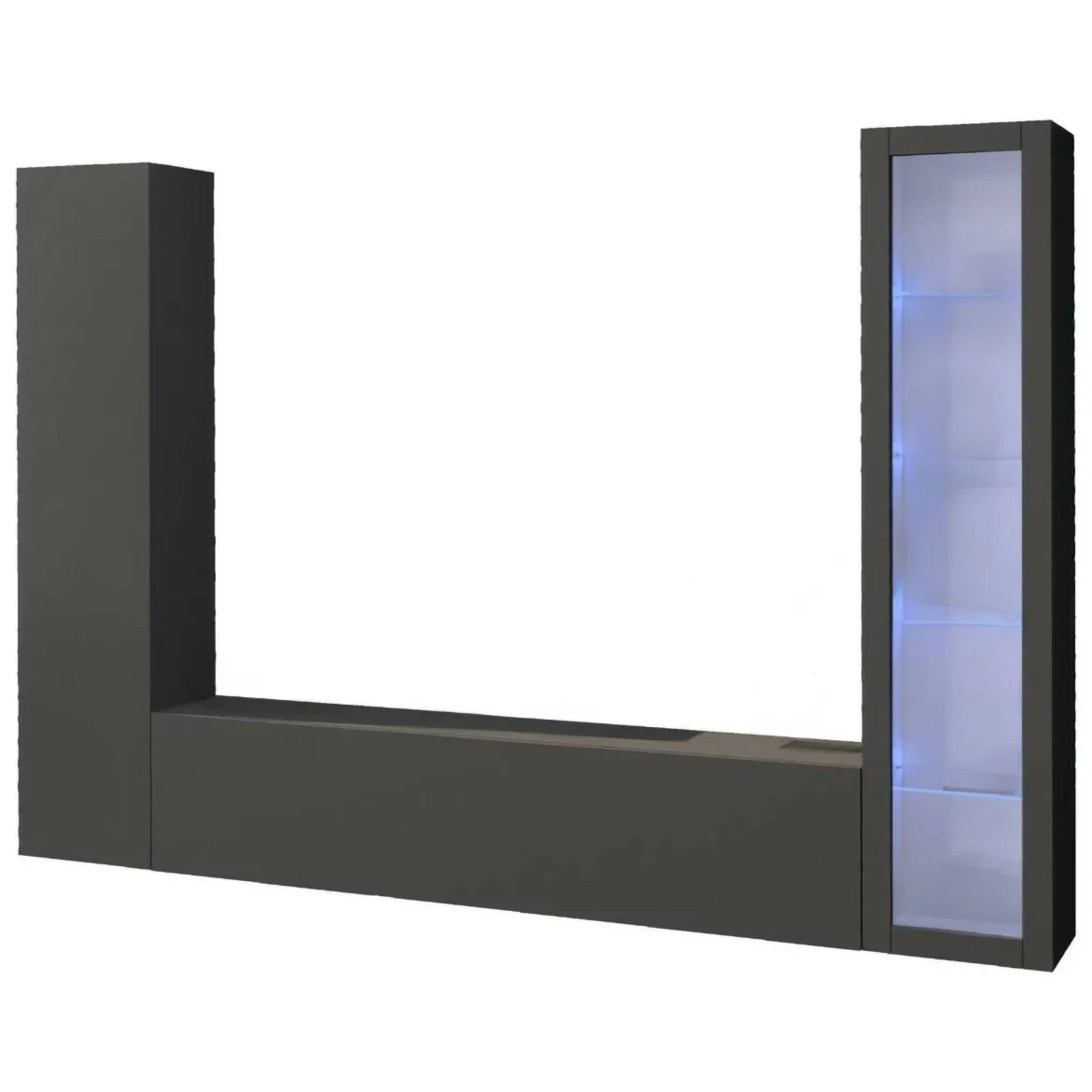 Parete soggiorno in legno 260cm antracite - Felicina