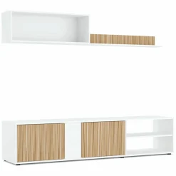 Parete soggiorno in legno 180cm bianca e rovere - Agrestino
