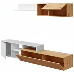 Parete soggiorno moderna 220cm legno e bianca - Aligator