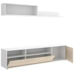 Parete soggiorno multifunzione 180cm bianca e rovere - Jelawat
