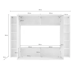 Parete soggiorno multifunzione 270cm antracite e rovere - Austis