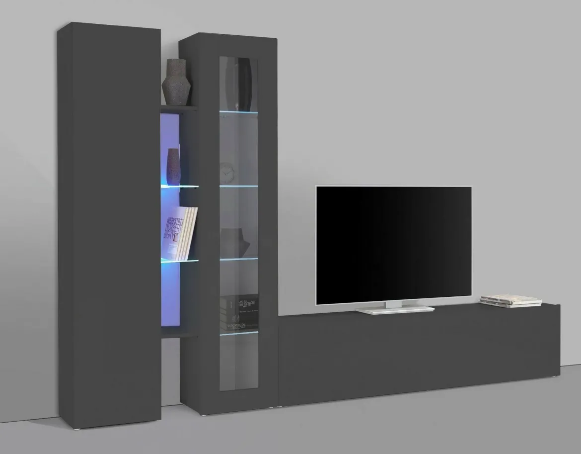 Parete soggiorno smart 280cm antracite - Arin