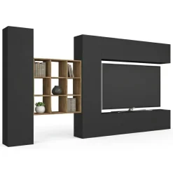 Parete soggiorno smart 350cm antracite - Agira