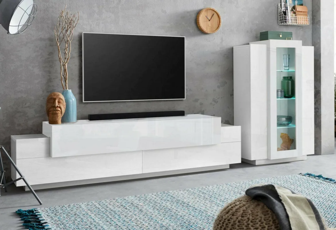 Parete soggiorno smart 280cm bianca - Maja