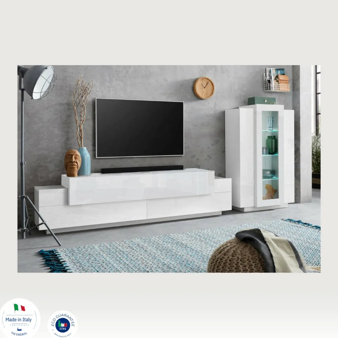 Parete soggiorno smart 280cm bianca - Maja