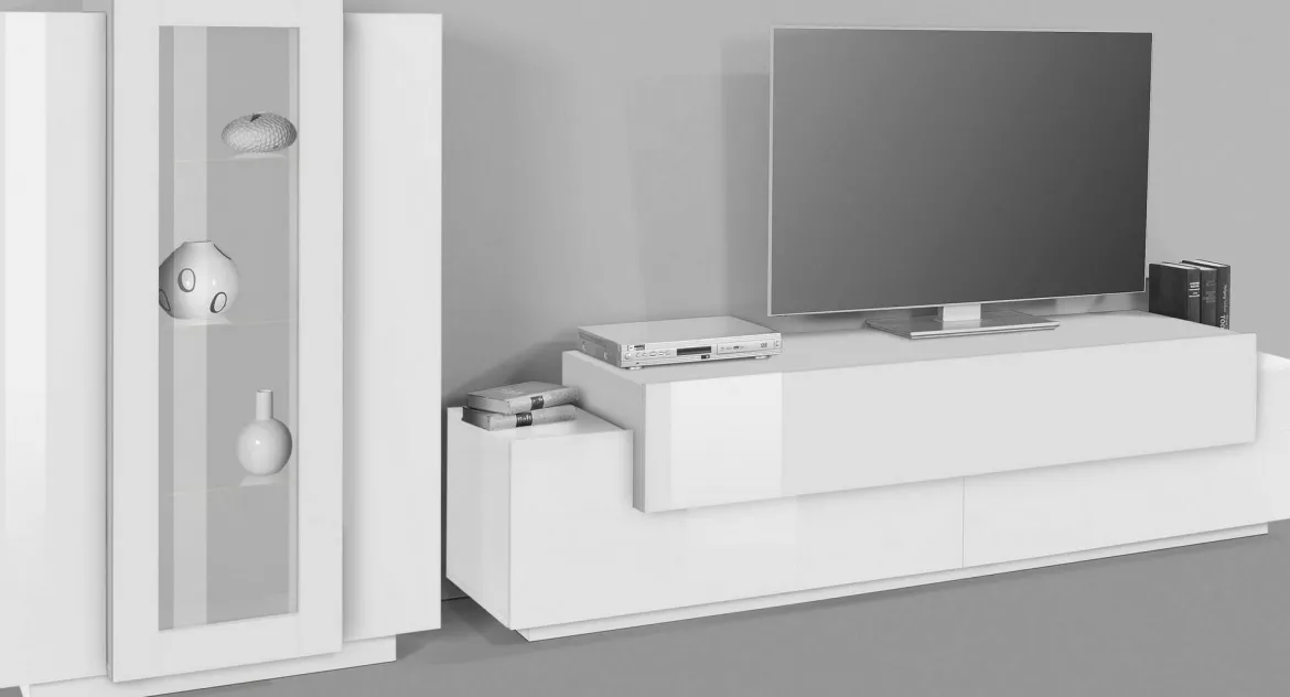 Parete soggiorno smart 280cm bianca - Maja