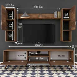 Parete soggiorno smart 180cm noce - Tino