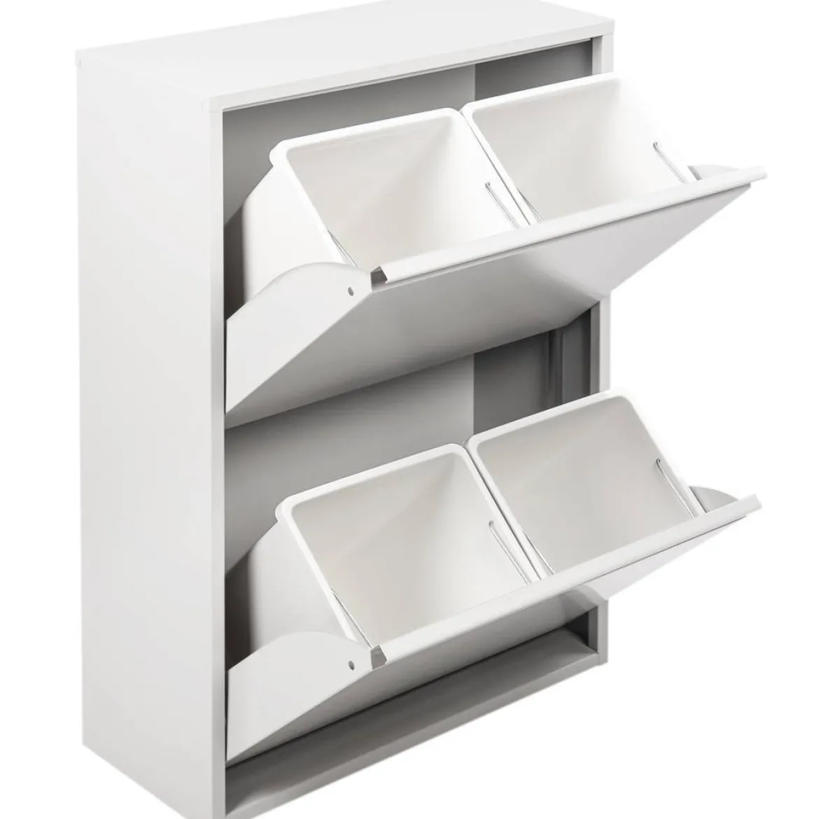 Pattumiera Bianco Capacità 72 (18 per Secchio) Fissaggio a Muro Opzionale 60x25x93h cm, 4 Cestini - Anukhatun