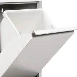 Pattumiera Bianco Capacità 72 (18 per Secchio) Fissaggio a Muro Opzionale 60x25x93h cm, 4 Cestini - Anukhatun