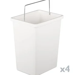 Pattumiera Bianco Capacità 72 (18 per Secchio) Fissaggio a Muro Opzionale 60x25x93h cm, 4 Cestini - Anukhatun
