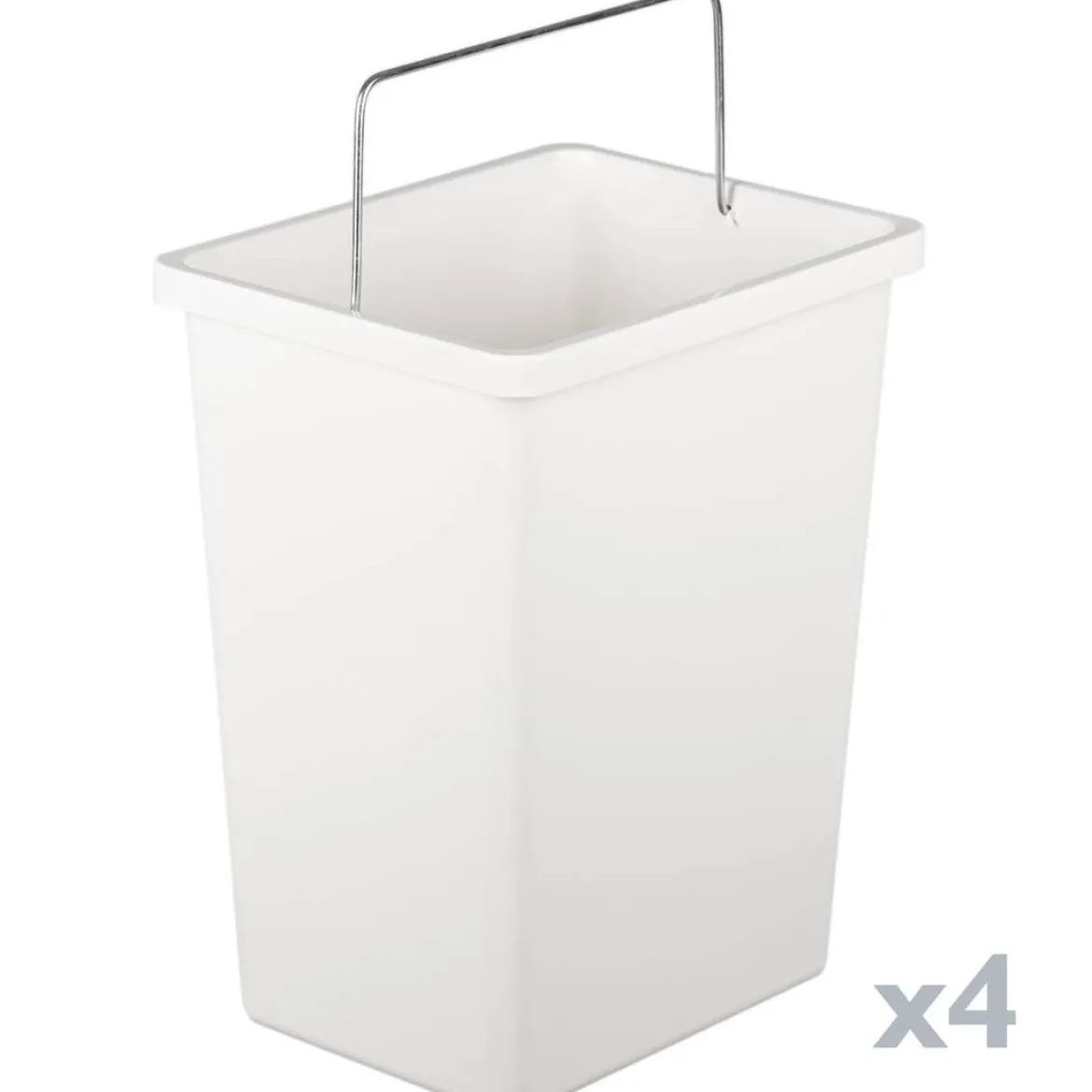 Pattumiera Bianco Capacità 72 (18 per Secchio) Fissaggio a Muro Opzionale 60x25x93h cm, 4 Cestini - Anukhatun