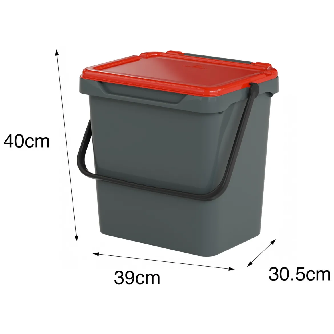 Pattumiera Rosso Capacità 37 lt un Cestino 40x31x39h cm, Made in Italy - Foscas