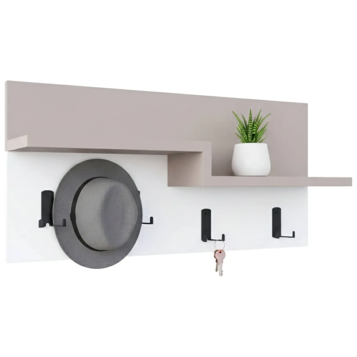Pensile appendiabiti 65x31h cm 5 posti beige e bianco - Kilo