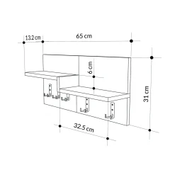 Pensile appendiabiti 65x31h cm 5 posti beige e bianco - Kilo