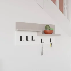 Pensile appendiabiti 65x31h cm 5 posti beige e bianco - Kilo