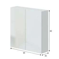Pensile bagno 3 ante 90x66h cm bianco lucido e ardesia - Andras