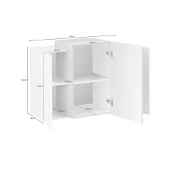 Pensile bagno 3 ante 90x66h cm bianco lucido e cemento - Andras