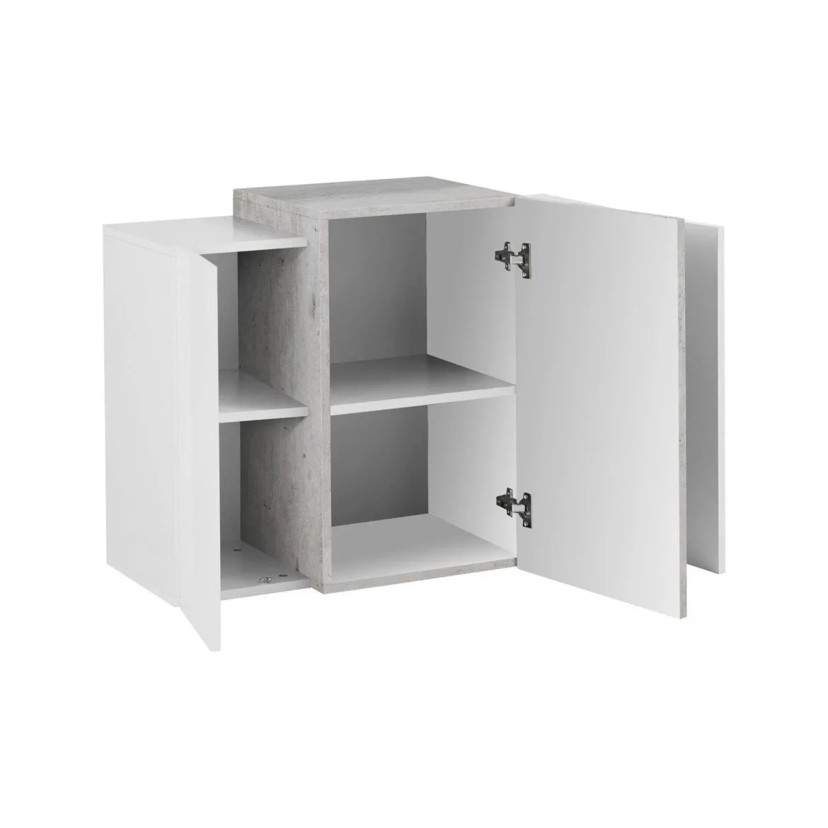 Pensile bagno 3 ante 90x66h cm bianco lucido e cemento - Andras